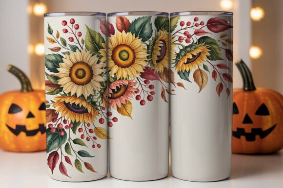 Autumn Sunflower Tumbler Wrap Graphics & Wraps