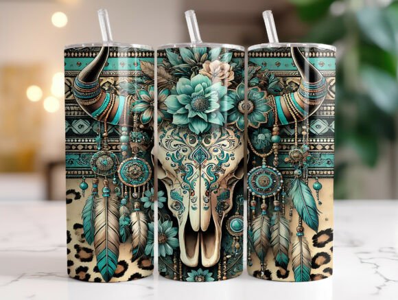 Boho Cow Skull Tumbler Wraps Graphics Review