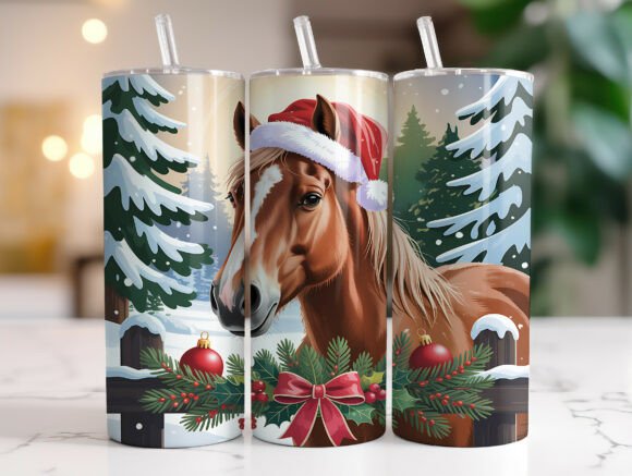 Christmas Horse Tumbler Wrap Graphics