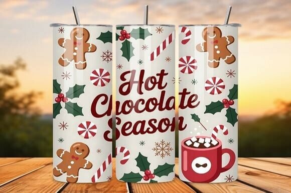 Christmas Hot Chocolate Tumbler Wraps & Graphics