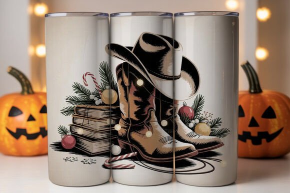 Cowboy Christmas 20oz Tumbler Wrap: Graphics & Tumbler Wraps