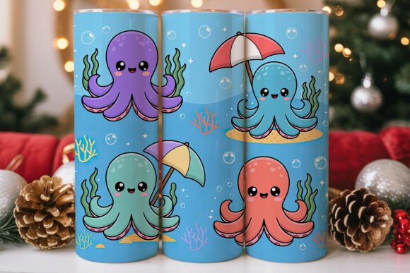 Kawaii Octopus Tumbler Wrap: Graphics for Tumbler Wraps
