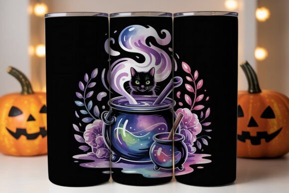 Magical Black Cat Graphics for Tumbler Wraps