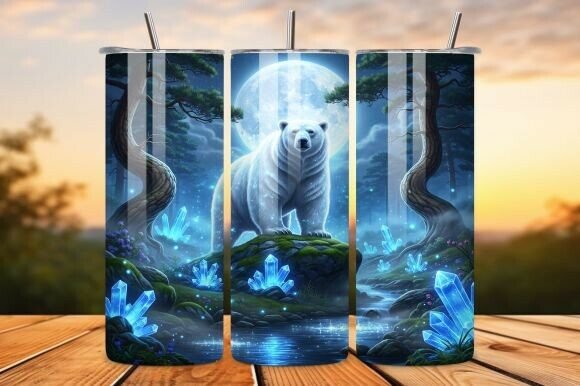 Majestic White Bear 20oz Tumbler Wrap Graphics