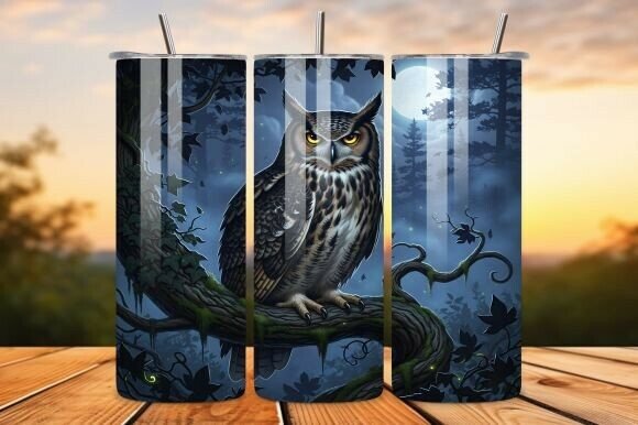 Owl in a Gothic Forest 20oz Tumbler Wrap