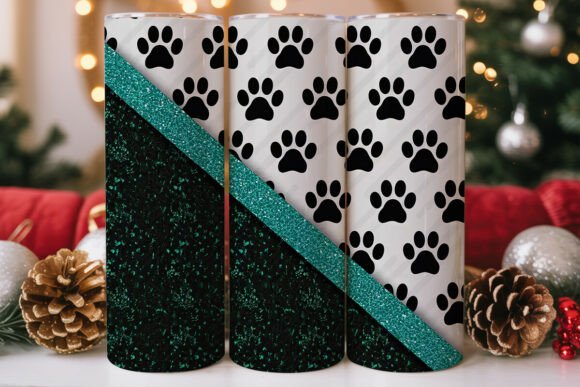 Paw Print Glitter 20oz Tumbler Wrap: Graphics & Tumbler Wraps