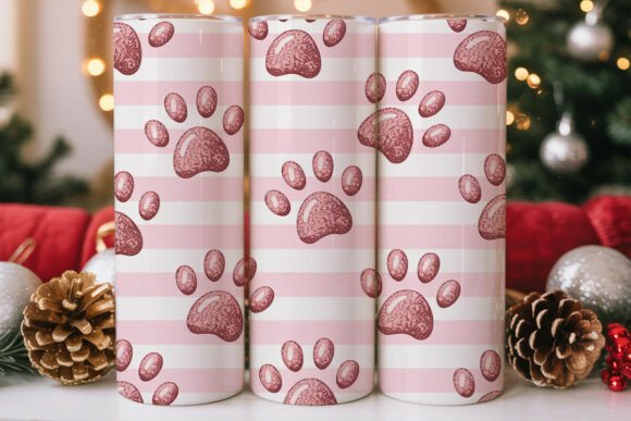 Pink Glitter Paw Print 20oz Tumbler Wraps Graphics Review