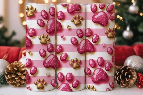 Pink Glitter Paw Print Tumbler Wraps Graphics Review