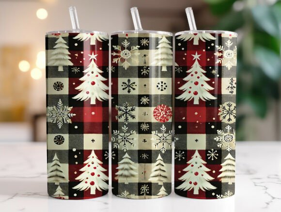 Plaid Christmas Tumbler Wrap Graphics for Crafters