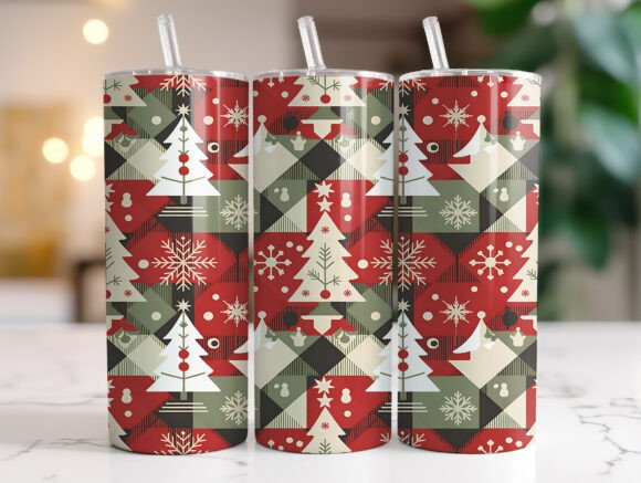 Plaid Christmas Tumbler Wrap Sublimation Graphics