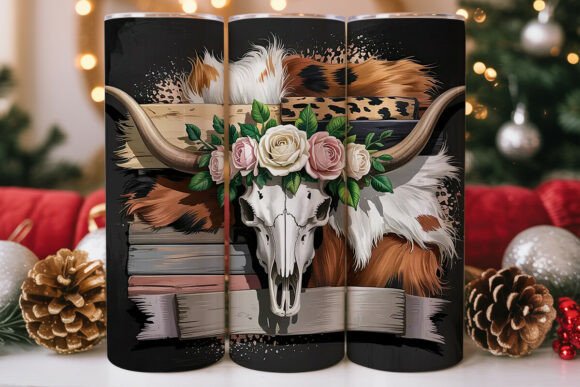 Rustic Cow Skull 20oz Tumbler Wrap – Graphics and Tumbler Wraps
