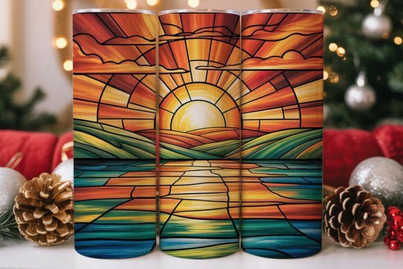 Stained Glass Sunset Tumbler Wraps Graphics Review