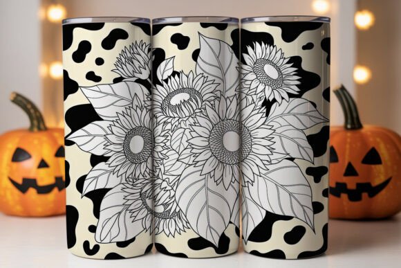 Sunflower Cow Print Tumbler Wrap: Graphics for Tumbler Wraps Branding