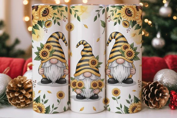 Sunflower Gnome 20oz Tumbler Wrap: Graphics for Tumbler Wraps