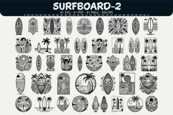 Surfboard Outline Clipart: 41 Illustrations & Graphics