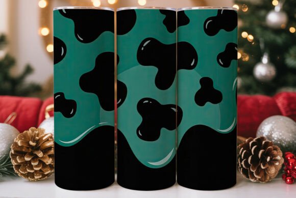 Teal Cow Print Tumbler Wraps: Graphics for Brand Identity